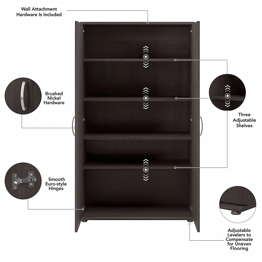 Storage Cabinets*Bush Business Furniture Universal 62" Tall Storage Cabinet with Doors and 5 Shelves, Storm Gray (UNS136SGK)