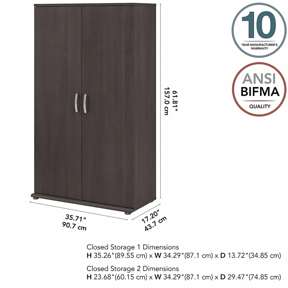 Storage Cabinets*Bush Business Furniture Universal 62" Tall Storage Cabinet with Doors and 5 Shelves, Storm Gray (UNS136SGK)
