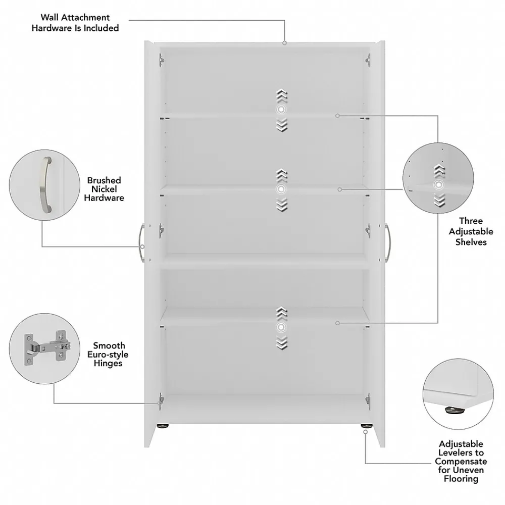 Storage Cabinets*Bush Business Furniture Universal 62" Tall Storage Cabinet with Doors and 5 Shelves, White (UNS136WHK)