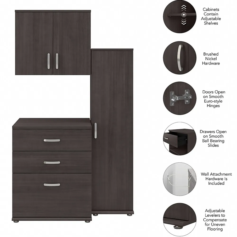 Storage Cabinets*Bush Business Furniture Universal 62" 3-Piece Modular Storage Set with 5 Shelves, Storm Gray (UNS005SG)