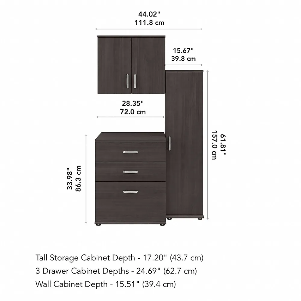 Storage Cabinets*Bush Business Furniture Universal 62" 3-Piece Modular Storage Set with 5 Shelves, Storm Gray (UNS005SG)