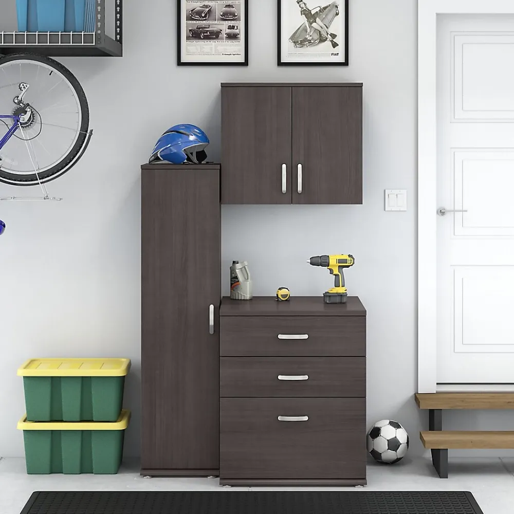 Storage Cabinets*Bush Business Furniture Universal 62" 3-Piece Modular Storage Set with 5 Shelves, Storm Gray (UNS005SG)