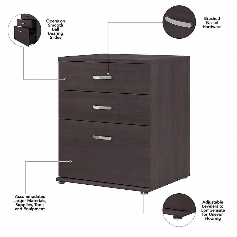 Storage Cabinets*Bush Business Furniture Universal 34" Floor Storage Cabinet with 3 Drawers, Storm Gray (UNS328SG)