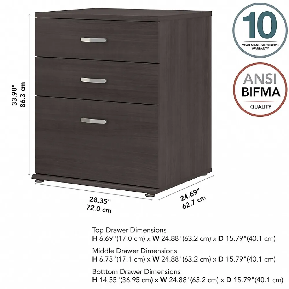 Storage Cabinets*Bush Business Furniture Universal 34" Floor Storage Cabinet with 3 Drawers, Storm Gray (UNS328SG)