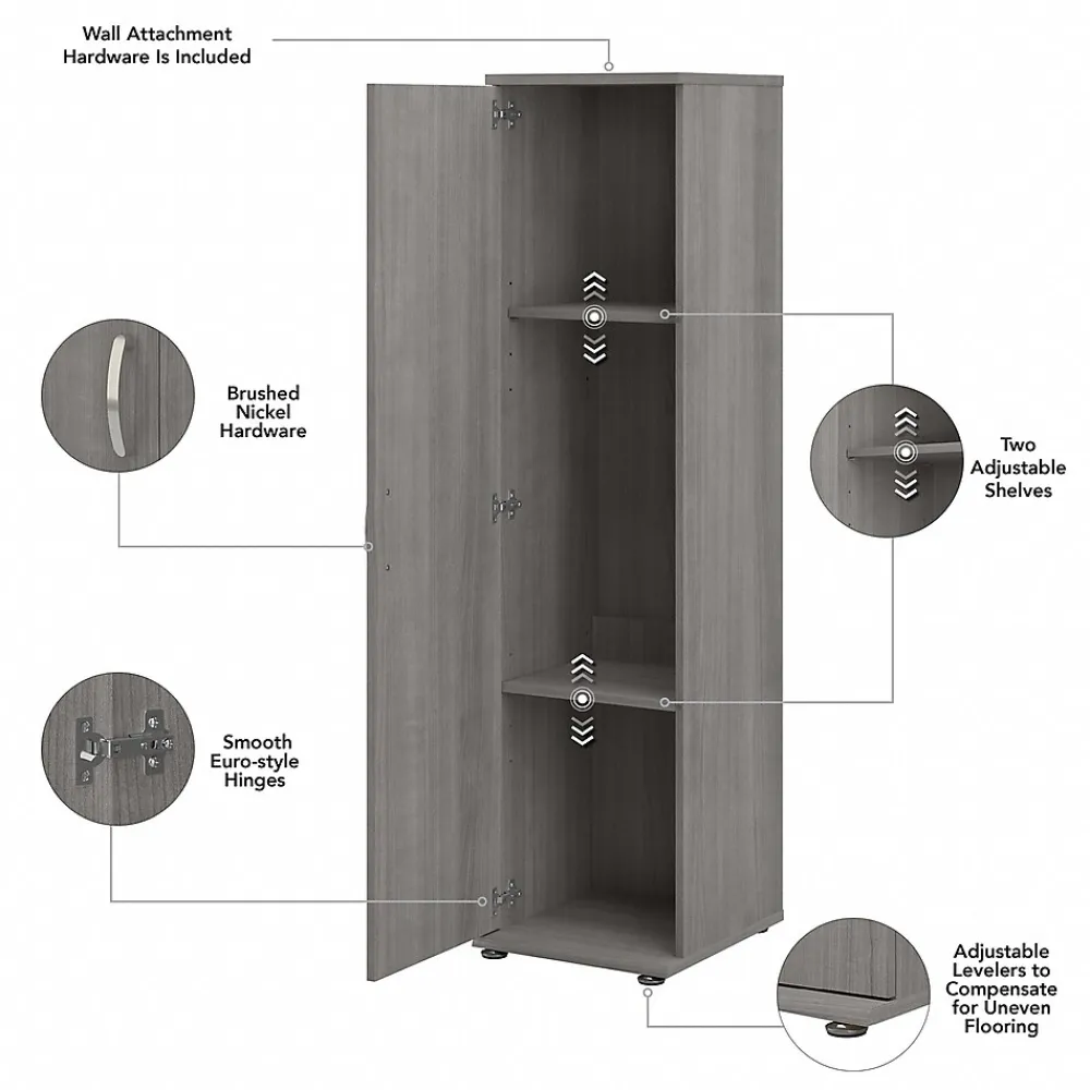 Storage Cabinets*Bush Business Furniture Universal 62" Tall Narrow Storage Cabinet with Door and 3 Shelves, Platinum Gray (UNS116PG)