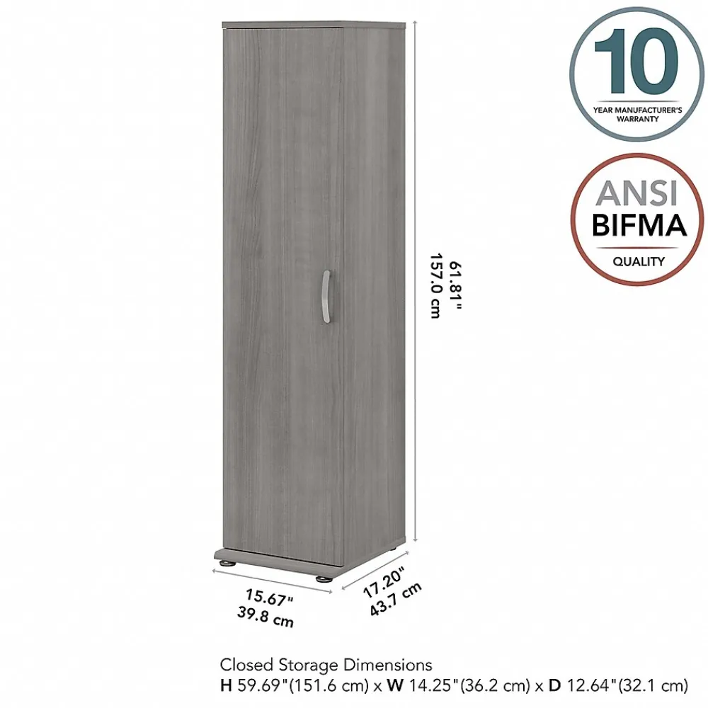 Storage Cabinets*Bush Business Furniture Universal 62" Tall Narrow Storage Cabinet with Door and 3 Shelves, Platinum Gray (UNS116PG)