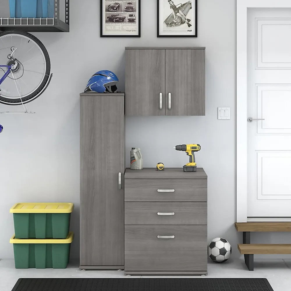 Storage Cabinets*Bush Business Furniture Universal 62" 3-Piece Modular Storage Set with 5 Shelves, Platinum Gray (UNS005PG)
