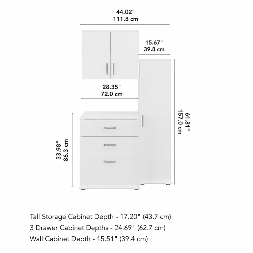 Storage Cabinets*Bush Business Furniture Universal 62" 3-Piece Modular Storage Set with 5 Shelves, White (UNS005WH)