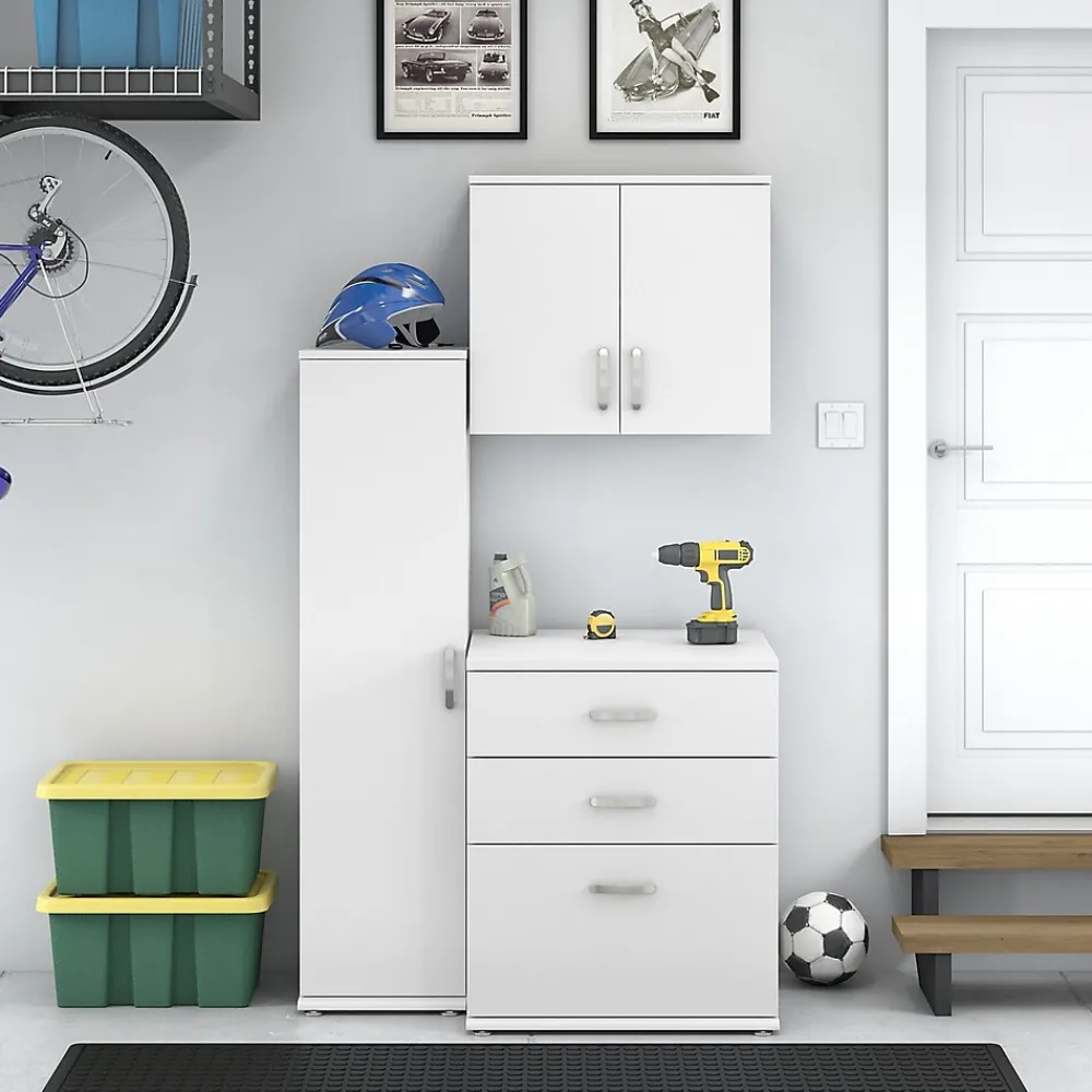 Storage Cabinets*Bush Business Furniture Universal 62" 3-Piece Modular Storage Set with 5 Shelves, White (UNS005WH)