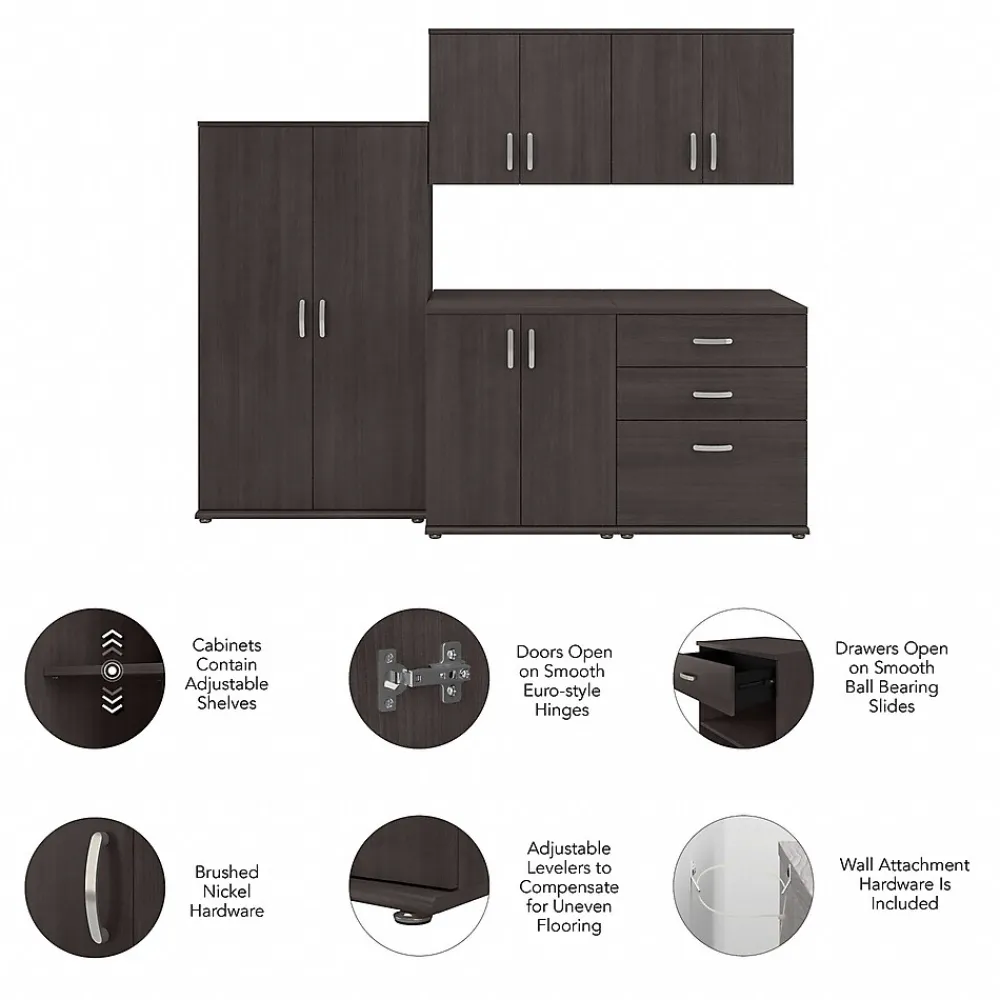 Storage Cabinets*Bush Business Furniture Universal 62" 5-Piece Modular Storage Set with 11 Shelves, Storm Gray (UNS003SG)