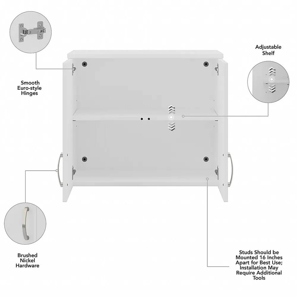 Storage Cabinets*Bush Business Furniture Universal 24" Wall Cabinet with Doors and 2 Shelves, White (UNS428WH)