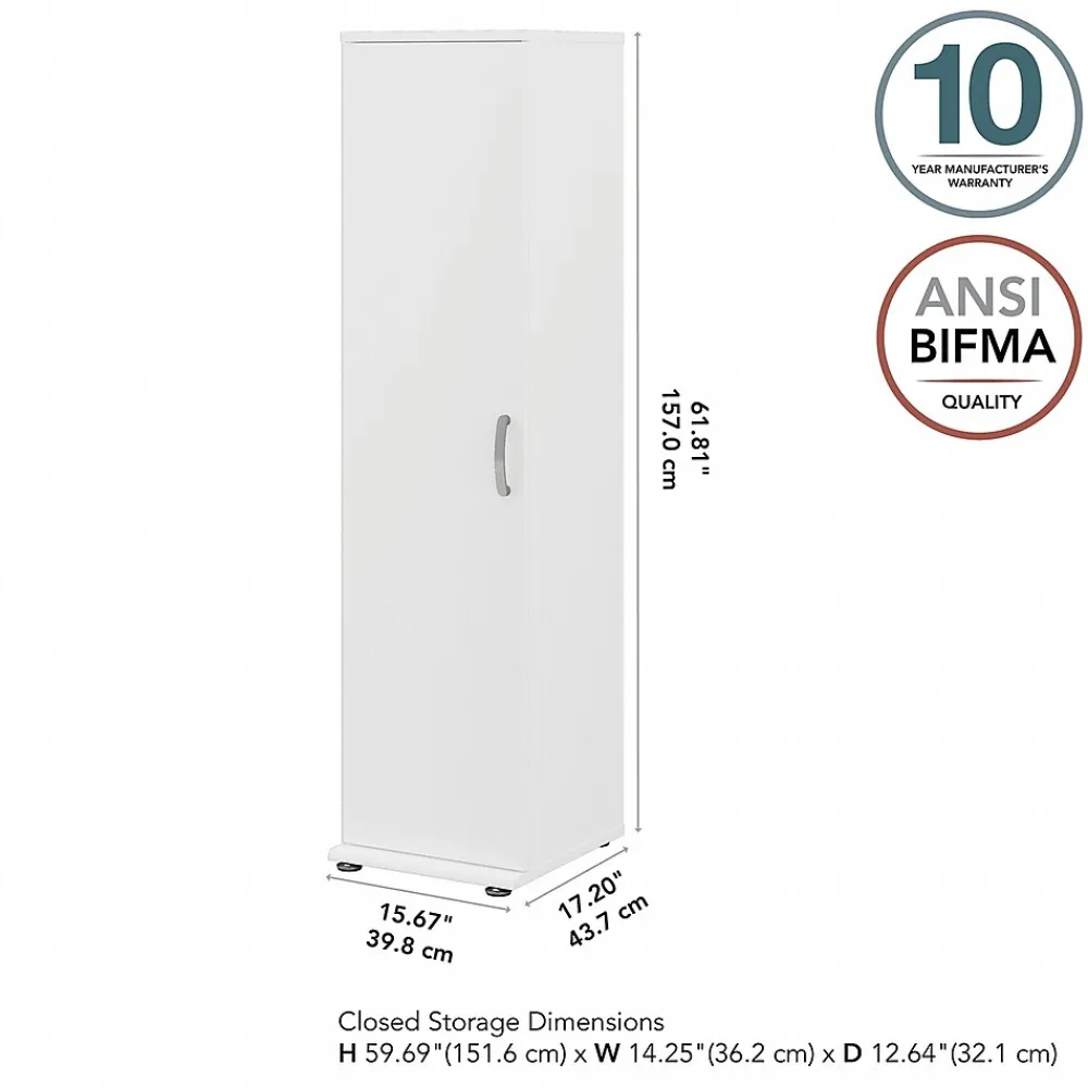 Storage Cabinets*Bush Business Furniture Universal 62" Tall Narrow Storage Cabinet with Door and 3 Shelves, White (UNS116WH)