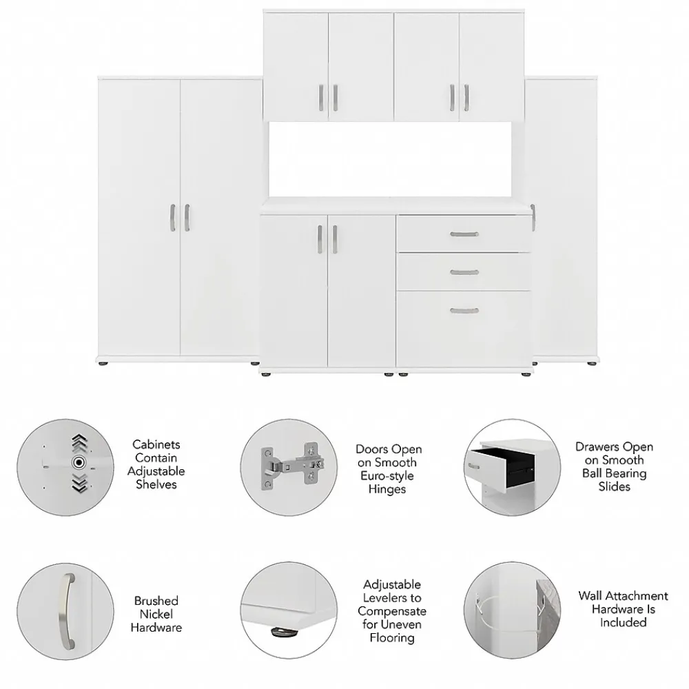Storage Cabinets*Bush Business Furniture Universal 62" 6-Piece Modular Storage Set with 14 Shelves, White (UNS002WH)