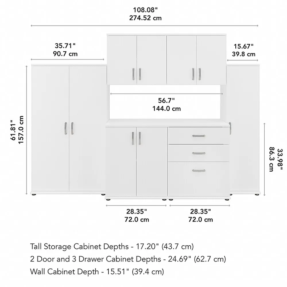 Storage Cabinets*Bush Business Furniture Universal 62" 6-Piece Modular Storage Set with 14 Shelves, White (UNS002WH)