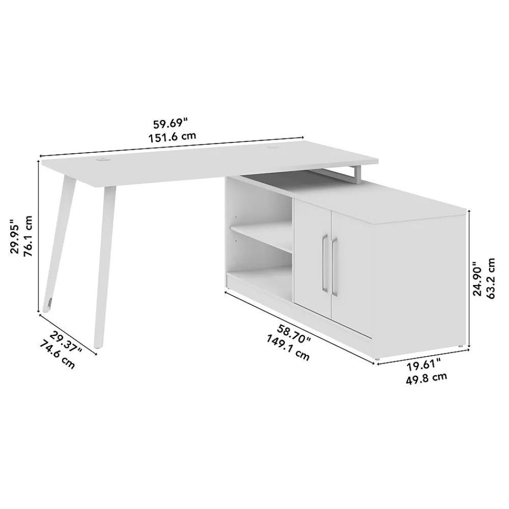 L-Desks*Bush Business Furniture Vista 60"W L Shaped Desk with Low Storage Cabinet, Natural Elm (VST006NE)