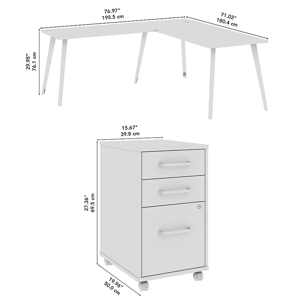 L-Desks*Bush Business Furniture Vista 60"W L Shaped Desk with Mobile File Cabinet, Natural Elm (VST008NESU)