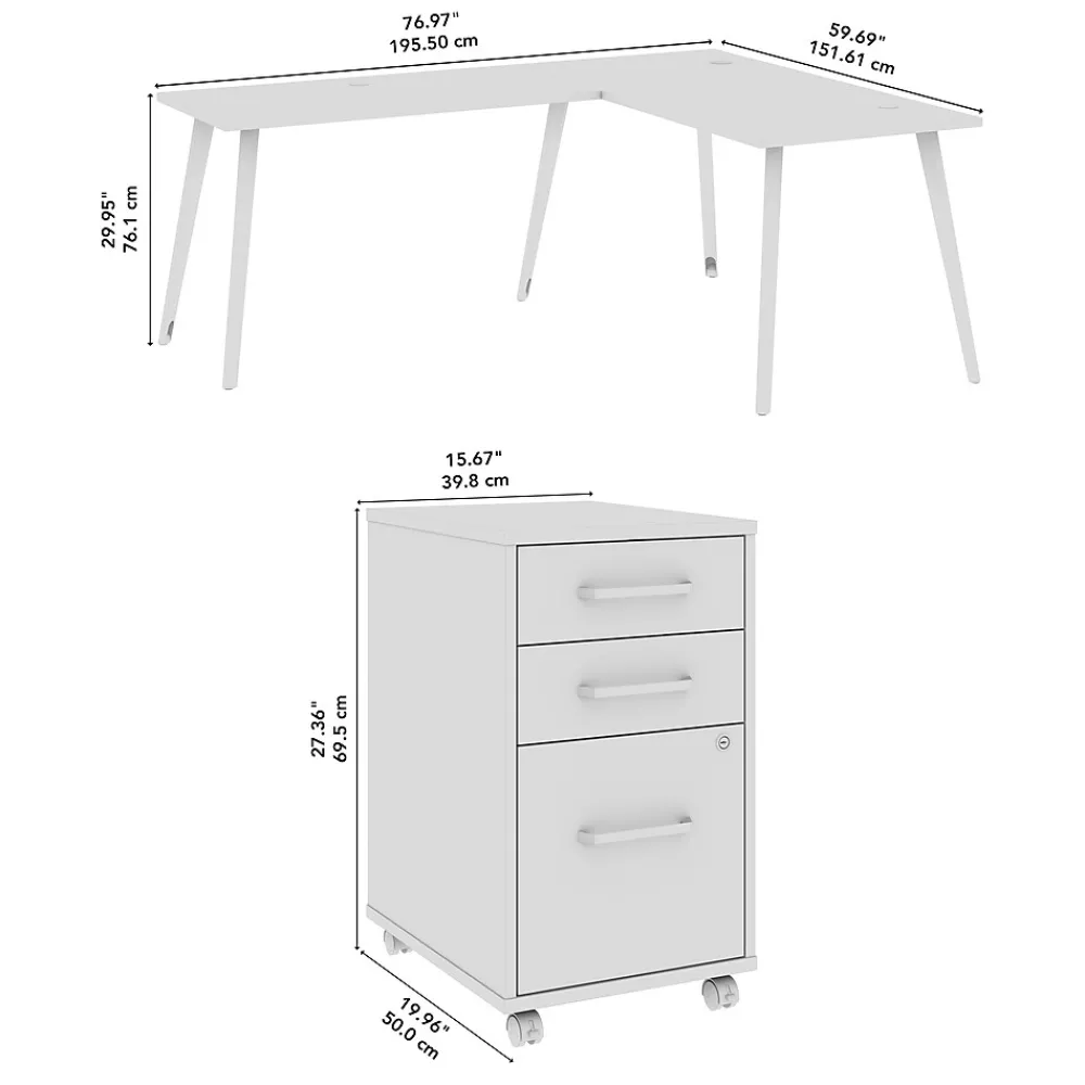 L-Desks*Bush Business Furniture Vista 72"W L Shaped Desk with Mobile File Cabinet, Black Walnut (VST007BWSU)