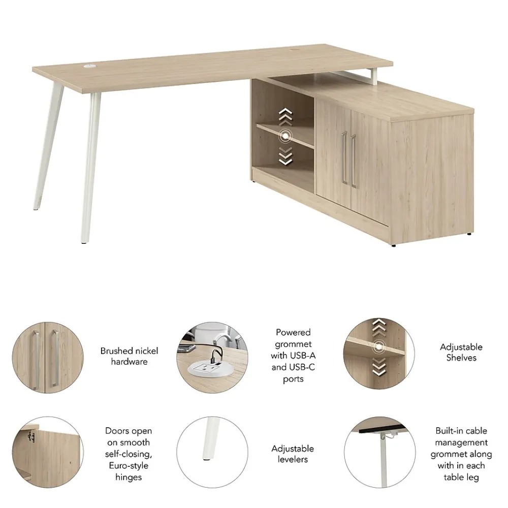 L-Desks*Bush Business Furniture Vista 72"W L Shaped Desk with Low Storage Cabinet, Natural Elm (VST005NE)
