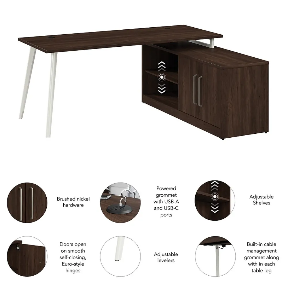 L-Desks*Bush Business Furniture Vista 72"W L Shaped Desk with Low Storage Cabinet, Black Walnut (VST005BW)