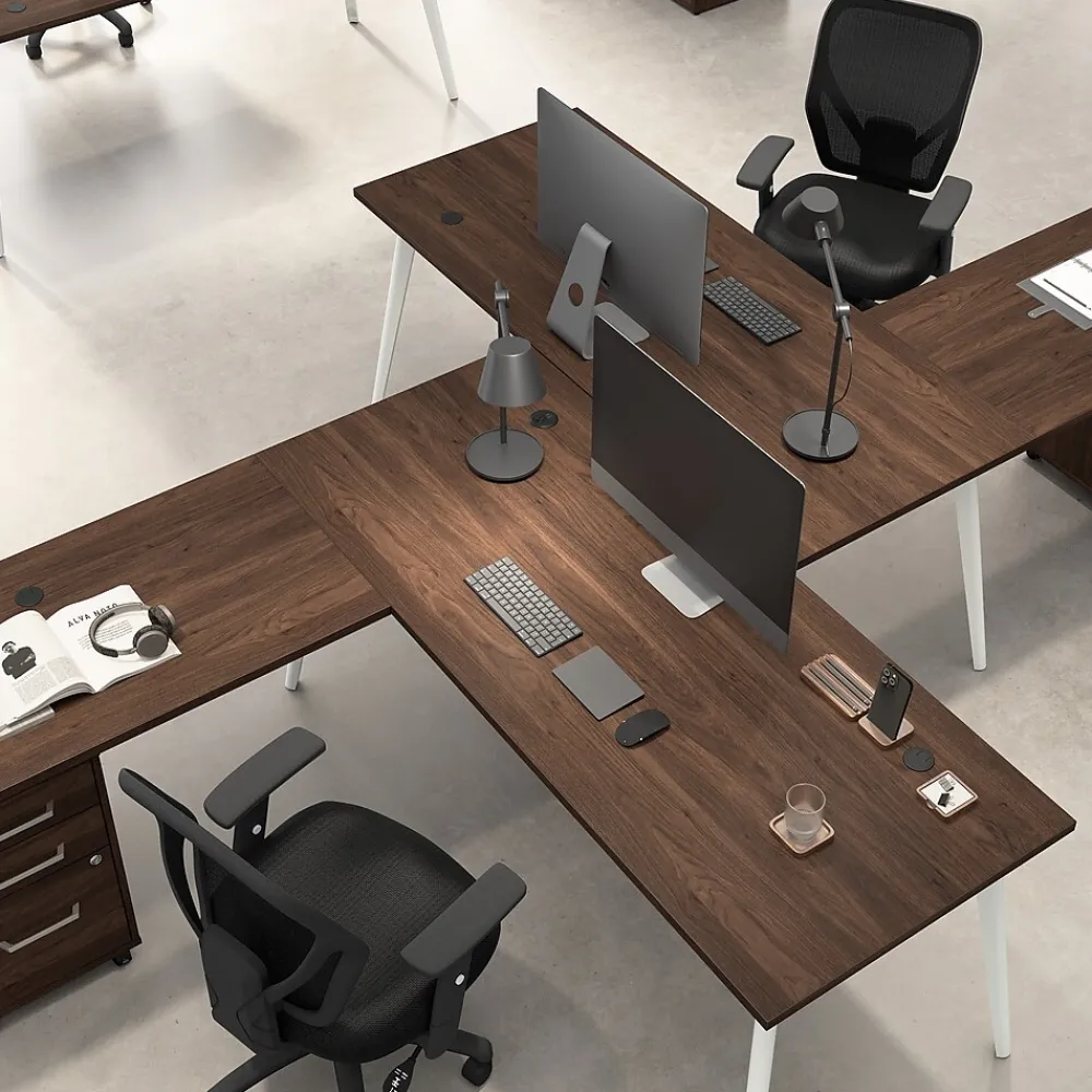 Office Desks*Bush Business Furniture Vista 72"W Desk with Lateral File Cabinet and Bookcase, Black Walnut (VST011BWSU)