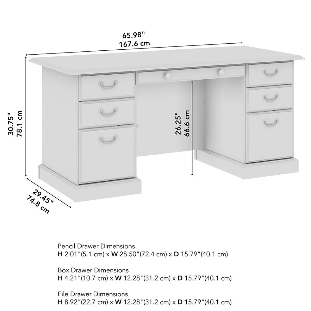 Computer Desks*Bush Business Furniture 66"W Arlington Executive Desk with Drawers, Harvest Cherry (WC65566-03K)