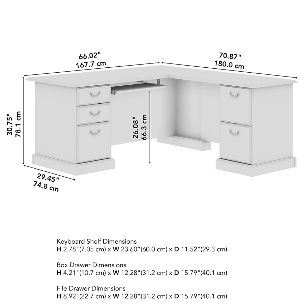 L-Desks*Bush Business Furniture 66"W Arlington L Shaped Desk with Drawers and Keyboard Tray, Harvest Cherry (WC65570-03K)