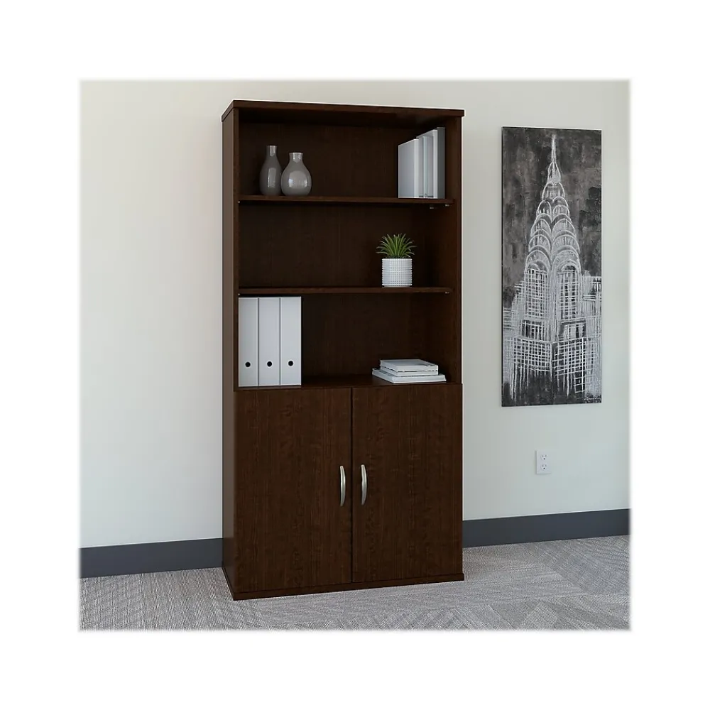 Bookcases*Bush Business Furniture Westfield 72.8"H 5-Shelf Bookcase with Adjustable Shelves, Wood (SRC103MR) Mocha Cherry