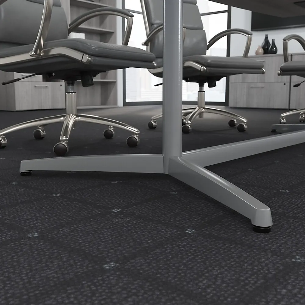 Conference Room Tables*Bush Business Furniture 96W x 42D Boat Shaped Conference Table with Metal Base, (99TBM96PGSVK) Platinum Gray