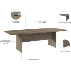 Conference Room Tables*Bush Business Furniture 96W x 42D Boat Shaped Conference Table with Wood Base, Modern Hickory (99TB9642MHK)