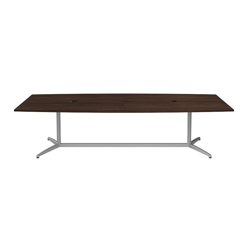 Conference Room Tables*Bush Business Furniture 120W x 48D Boat Shaped Conference Table with Metal Base, Black Walnut (99TBM120BWSVK)