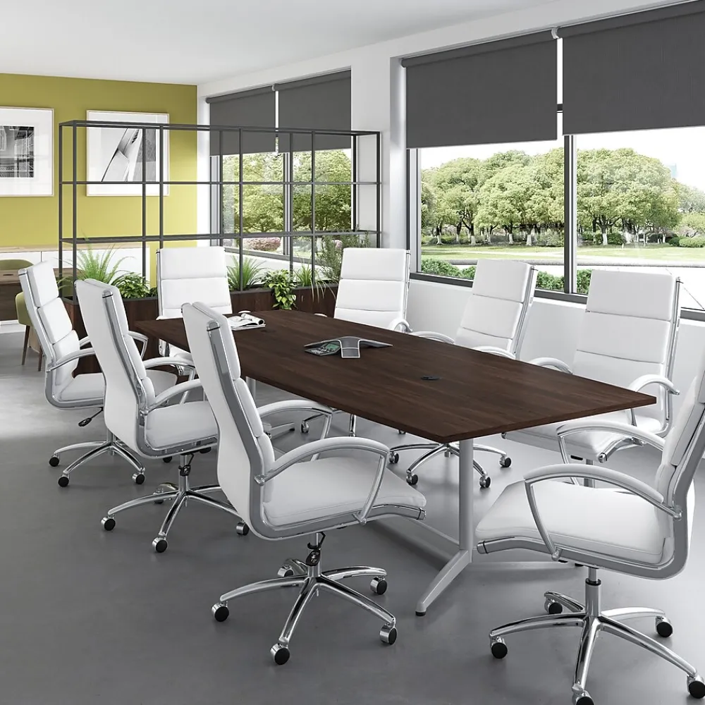 Conference Room Tables*Bush Business Furniture 120W x 48D Boat Shaped Conference Table with Metal Base, Black Walnut (99TBM120BWSVK)