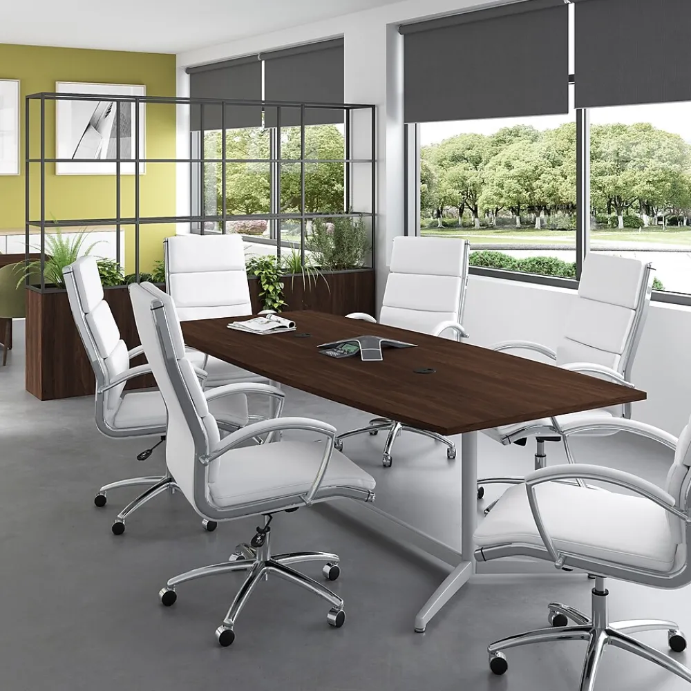 Conference Room Tables*Bush Business Furniture 96W x 42D Boat Shaped Conference Table with Metal Base, Black Walnut (99TBM96BWSVK)