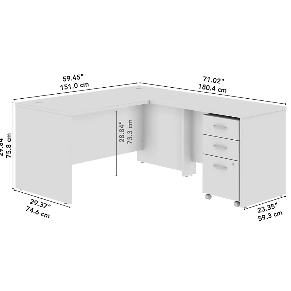 L-Desks*Bush Business Furniture Westfield 60"W L Shaped Desk with 42W Return and Mobile File Cabinet, Mocha Cherry (SRC168MRSU)