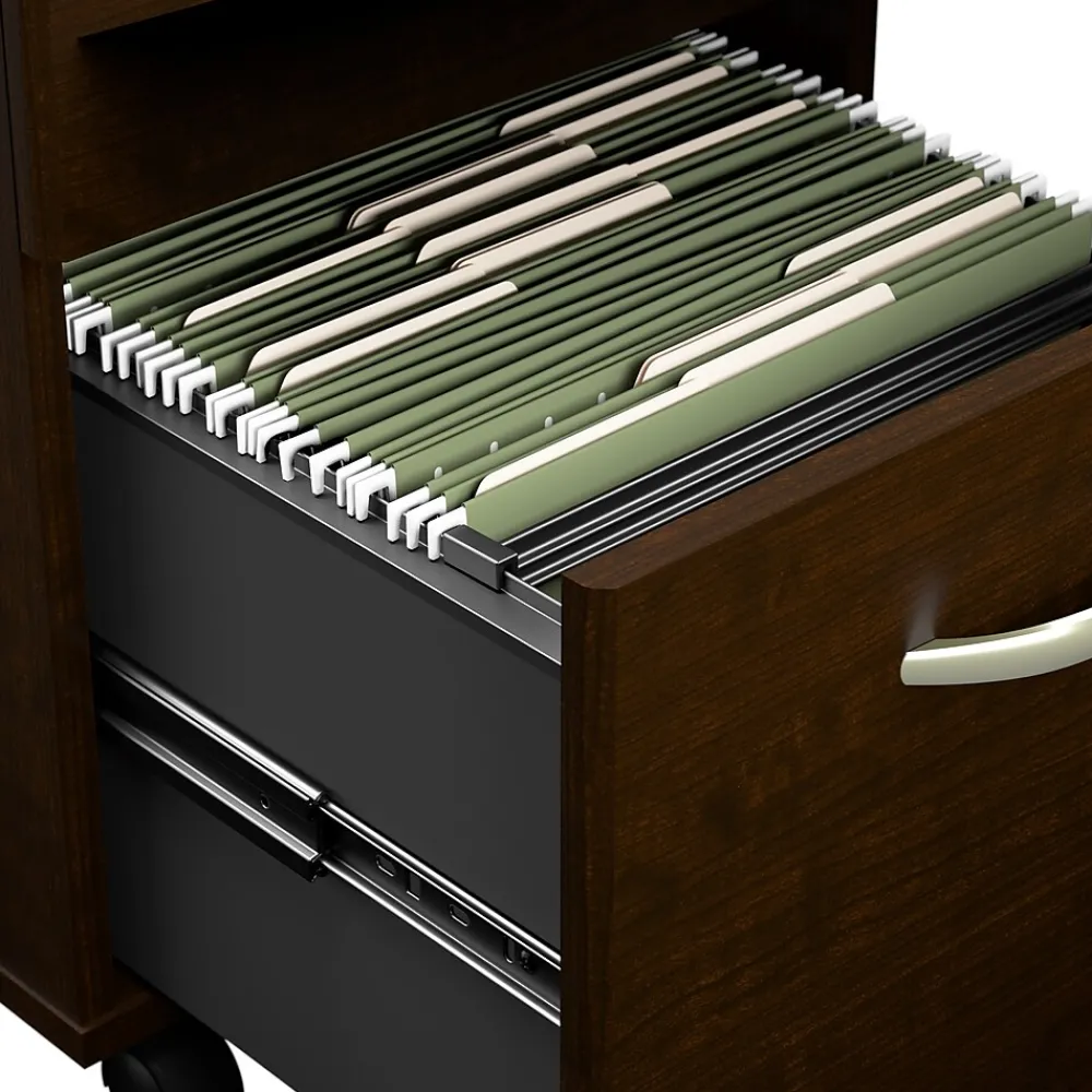 L-Desks*Bush Business Furniture Westfield 60"W L Shaped Desk with 42W Return and Mobile File Cabinet, Mocha Cherry (SRC168MRSU)