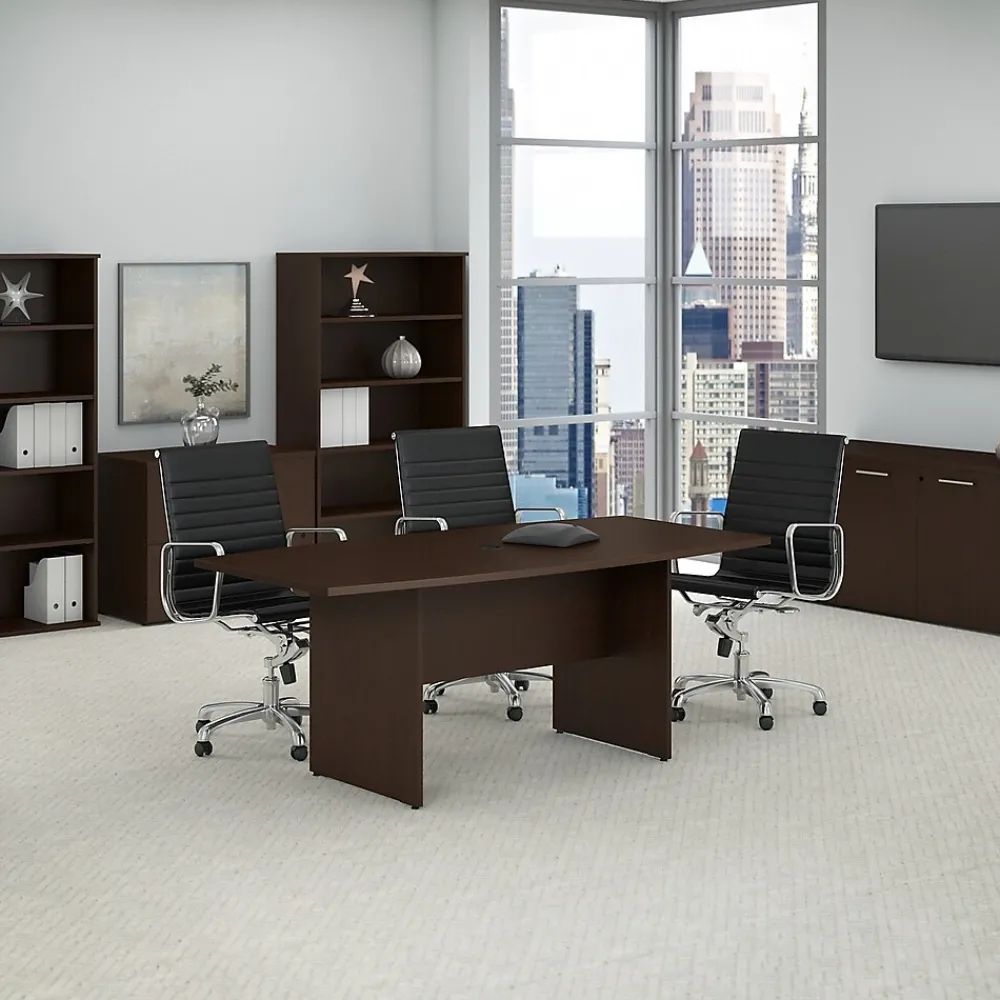 Conference Room Tables*Bush Business Furniture 72W x 36D Boat Shaped Conference Table with Wood Base, (99TB7236MR) Mocha Cherry