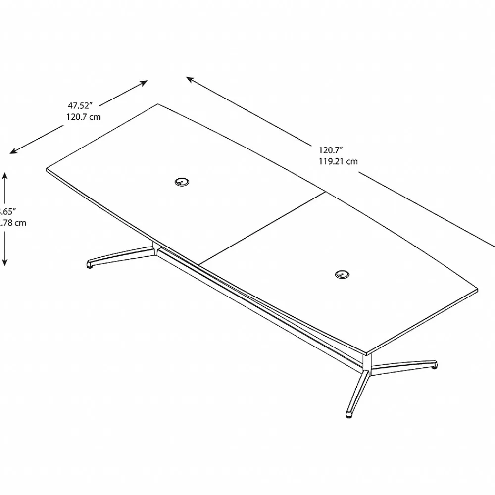 Conference Room Tables*Bush Business Furniture 120W x 48D Boat Shaped Conference Table with Metal Base, (99TBM120MRSVK) Mocha Cherry/Silver