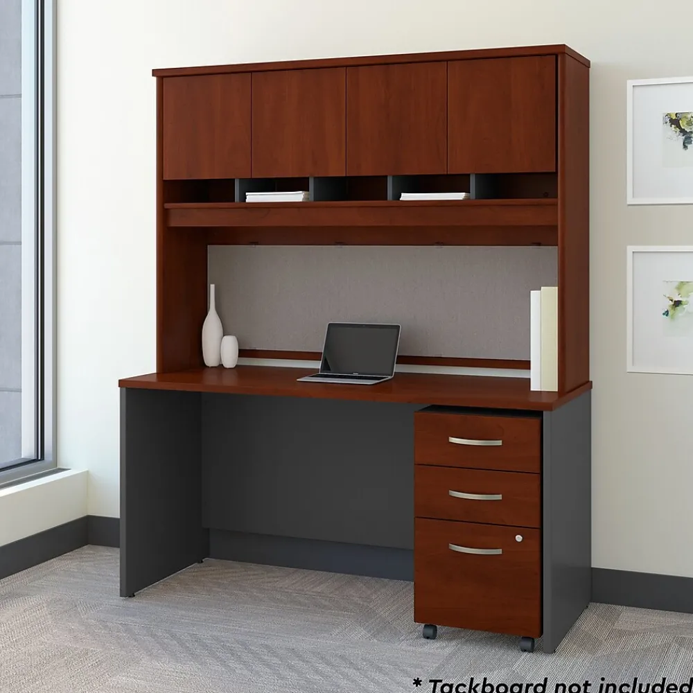 Computer Desks*Bush Business Furniture Westfield 60"W Office Desk with Hutch and Mobile File Cabinet, Hansen Cherry (SRC014HCSU)