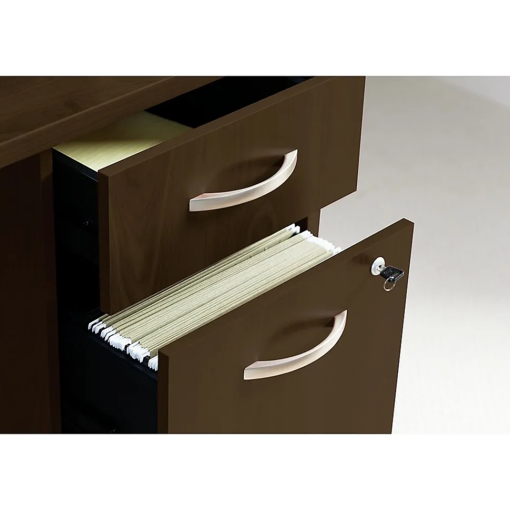 Office Desks*Bush Business Furniture Westfield 66W x 30D Office Desk with Mobile File Cabinet, (SRC015MRSU) Mocha Cherry