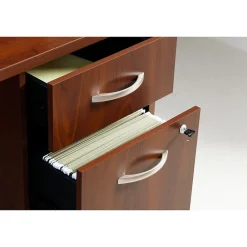 L-Desks*Bush Business Furniture Westfield Bow Front Left Handed L Shaped Desk w/ 2 Mobile Pedestals, Hansen Cherry (SRC034HCLSU)