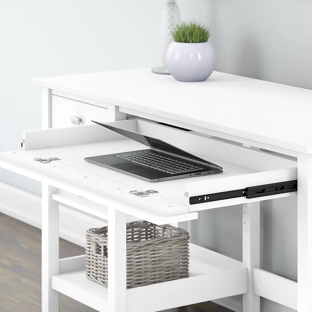 Computer Desks*Bush Furniture Broadview 54"W Computer Desk with Shelves, Pure White (BDD154WH-03)