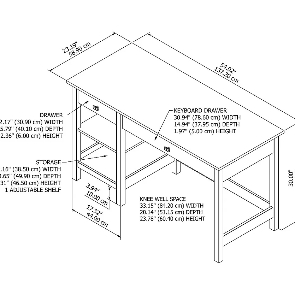 Computer Desks*Bush Furniture Broadview 54"W Computer Desk with Shelves, Pure White (BDD154WH-03)