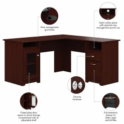Corner Desks*Bush Furniture Cabot L Shaped Desk, (WC31430K) Harvest Cherry