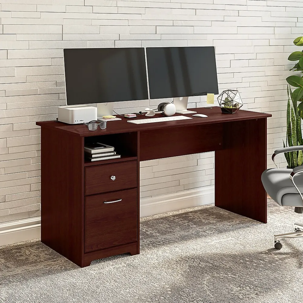 Office Desks*Bush Furniture Cabot 60"W Computer Desk with Drawers, (WC31460-03) Harvest Cherry
