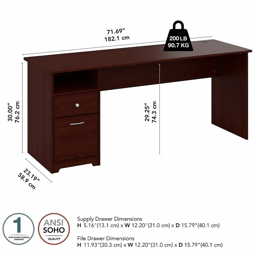 Computer Desks*Bush Furniture Cabot 72"W Computer Desk with Drawers, (WC31472-03) Harvest Cherry
