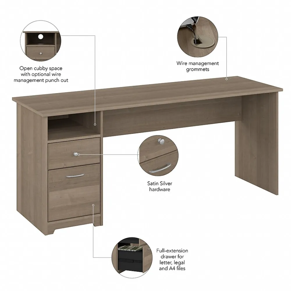 Computer Desks*Bush Furniture Cabot 72"W Computer Desk with Drawers, (WC31272) Ash Gray