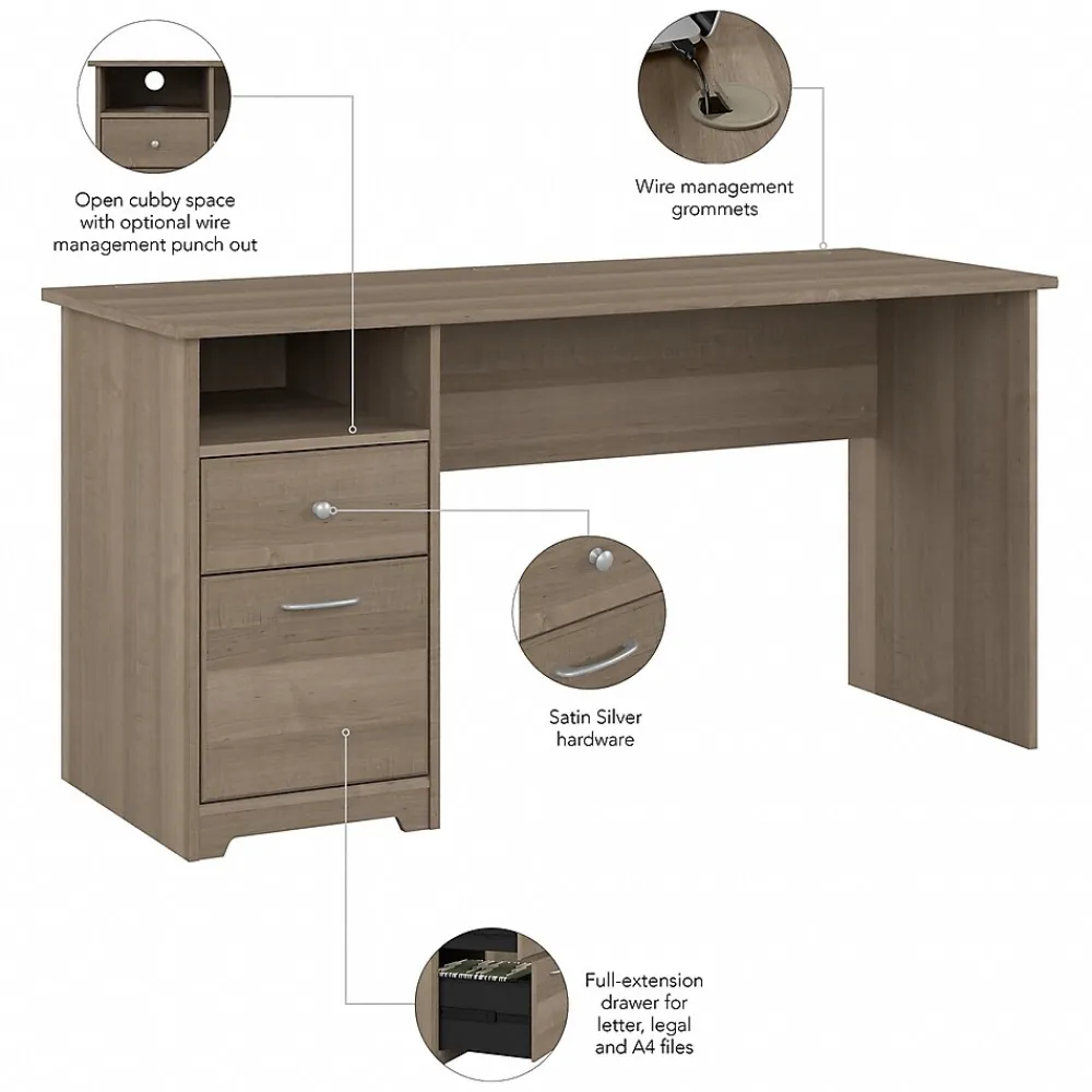 Computer Desks*Bush Furniture Cabot 60"W Computer Desk with Drawers, (WC31260) Ash Gray