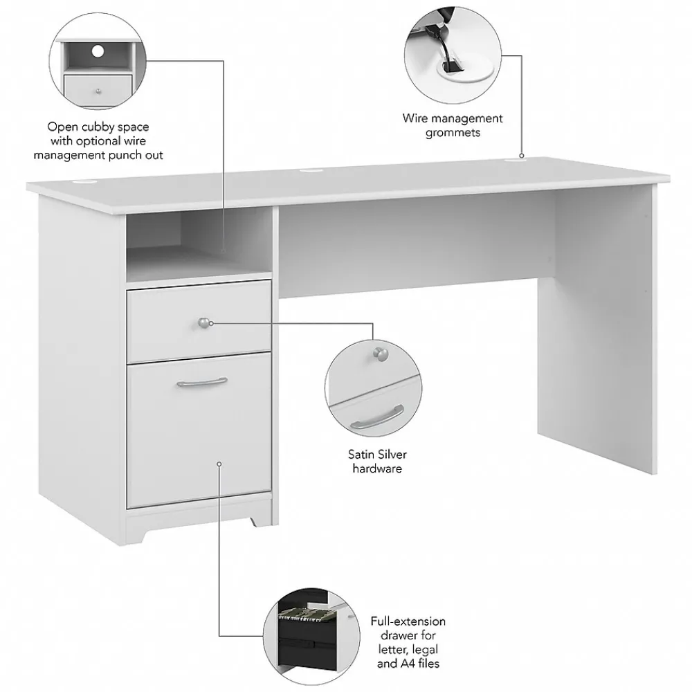 Computer Desks*Bush Furniture Cabot 60"W Computer Desk with Drawers, (WC31960) White