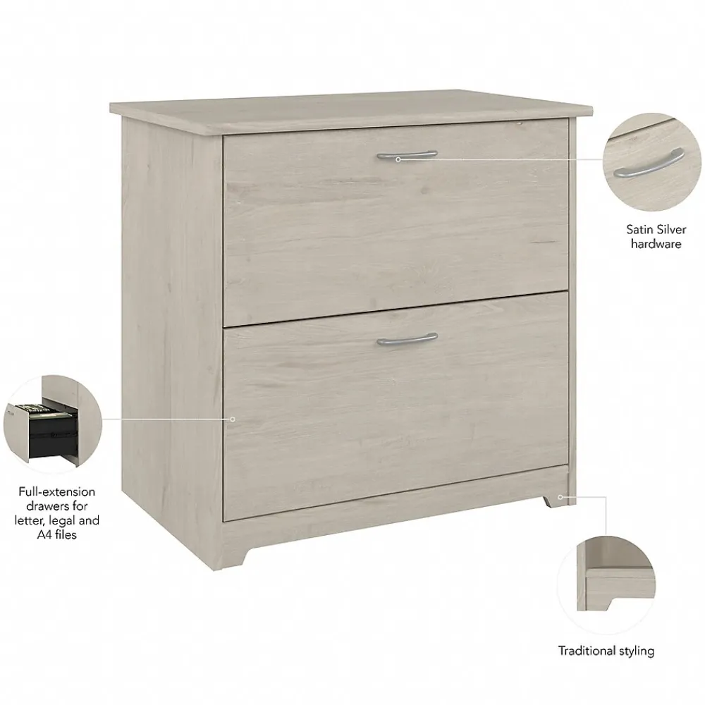 File Cabinets*Bush Furniture Cabot 31"W 2-Drawer Lateral File Cabinet, Letter/Legal, (WC31180) Linen White Oak