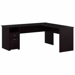 Office Desks*Bush Furniture Cabot 72"W L Shaped Computer Desk with Drawers, (CAB051EPO) Espresso Oak