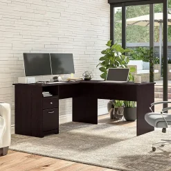 L-Desks*Bush Furniture Cabot 60"W L Shaped Computer Desk with Drawers, (CAB044EPO) Espresso Oak